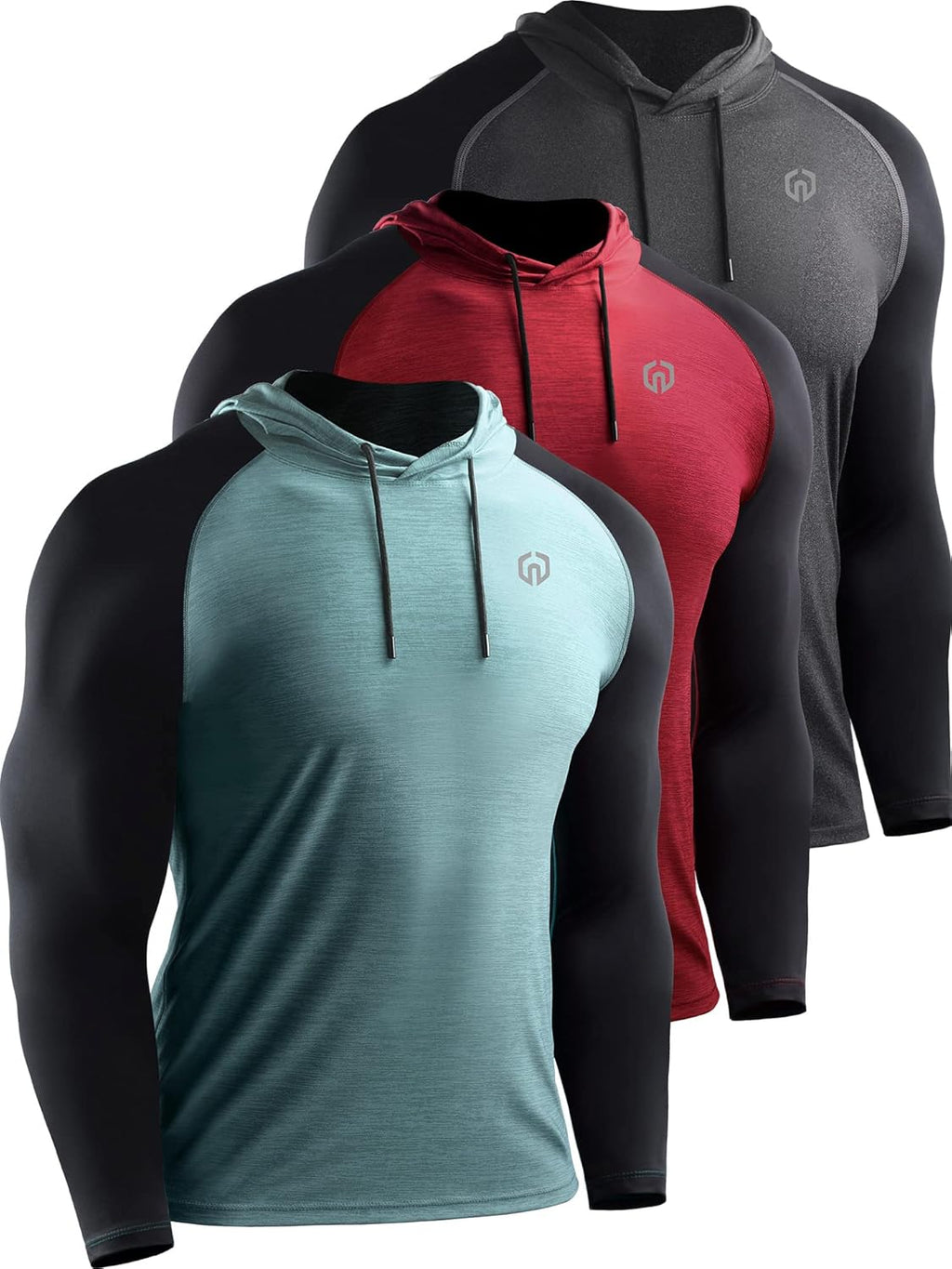 Men'S Dry Fit Athletic Shirt Workout Running Long Sleeve Shirts with Hoods