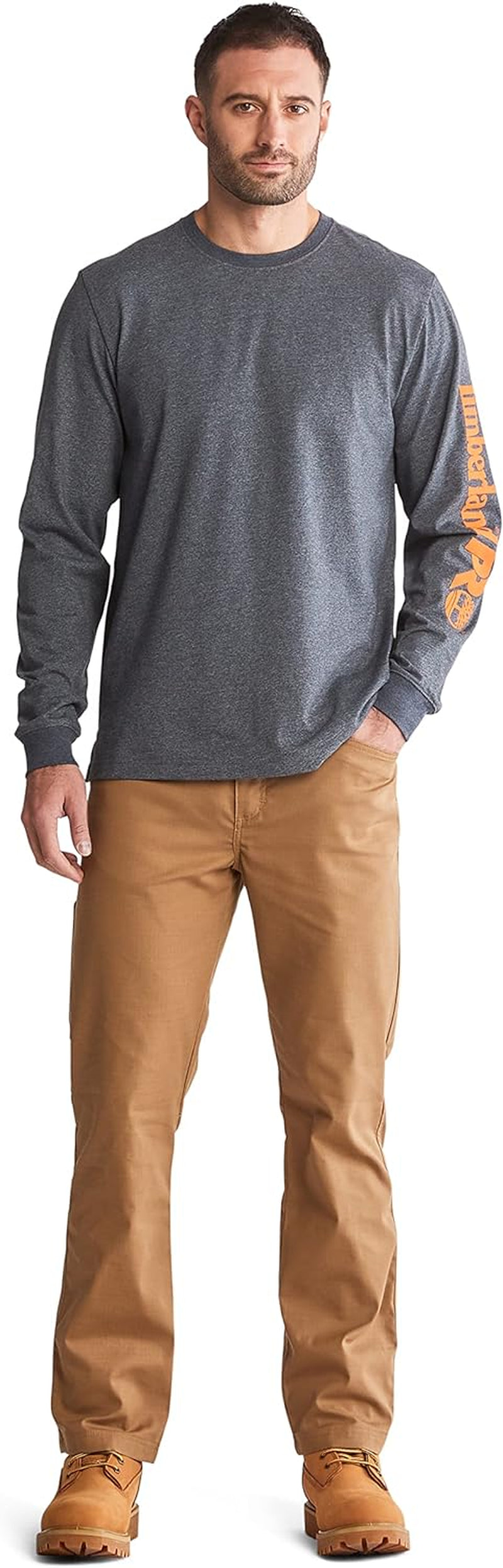 Mens Base Plate Long Sleeve T-Shirt with Sleeve Logo Big & Tall