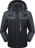 Men'S Windproof Ski Jacket Warm Raincoats Snowboarding Hooded Parka with Multi-Pockets