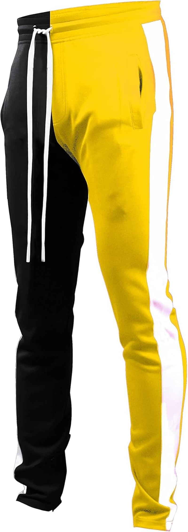 Men'S Premium Sport Zipper Bottom Modern Workout Cargo Track Pants P41110-Black/Gold-Small