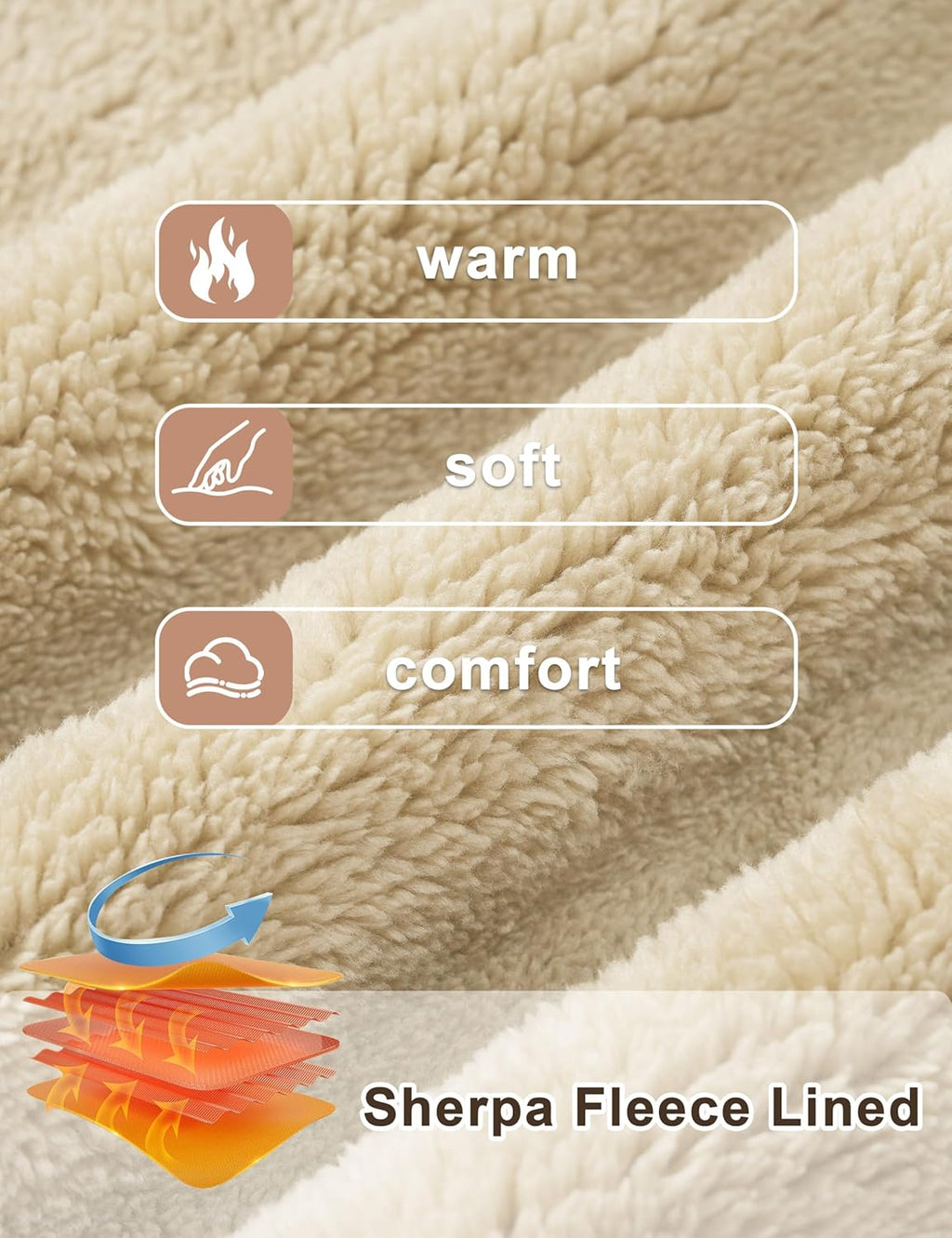 Men'S Fleece Sweatshirts Thermal Crewneck Sweatshirt Winter Warm Sherpa Lined Pullover Shirt