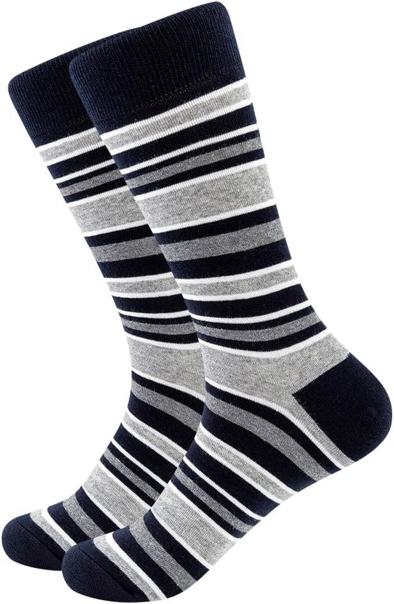 Men'S Fun Dress Socks-Colorful Funny Novelty Crew Art Socks (6Pairs-Colorful Stripe)