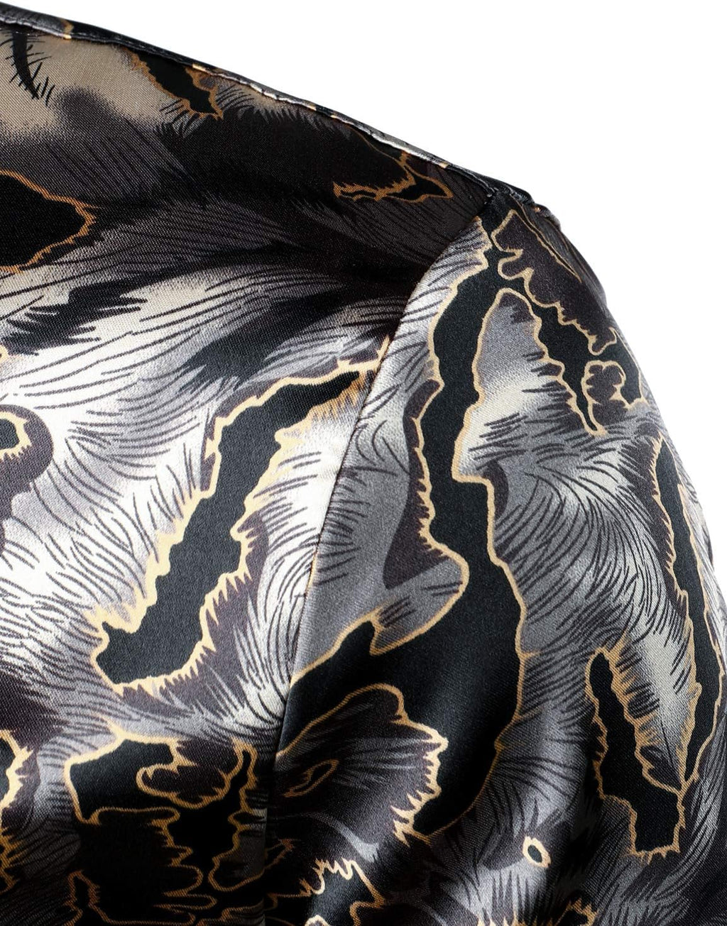 Men'S Hipster Printed Silk like Satin Button up Dress Shirt for Party Prom